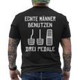 Echte Männer Benutzen Drei ペデール 旧車 手動運転 メンズTシャツ バックプリント