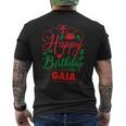 Happy Birthday Gaia かわいいクリスマスガイア メンズTシャツ バックプリント