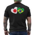 Japanese Flag Brazilian Flag Heart 日系ブラジルブラジル国旗日本国旗 メンズTシャツ バックプリント
