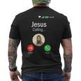 Jesus Is Calling I Jessus Calls An & メンズTシャツ バックプリント