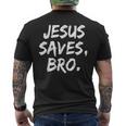 Jesusaves Bro クリスチャン 信者 信仰 神 宗教 メンズTシャツ バックプリント