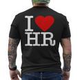 I Love Hr レッドハート 人事 メンズTシャツ バックプリント