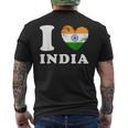 I Love India ハートフラッグインド メンズTシャツ バックプリント