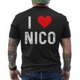 I Love Nico ハート アンティーク調 メンズTシャツ バックプリント