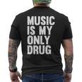 Music Is My Only Drug グラフィックプリント メンズTシャツ バックプリント