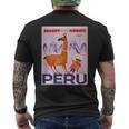 Peru レトロ ヴィンテージ 航空会社 トラベルポスター メンズTシャツ バックプリント