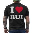 Red Heart I Love Rui メンズTシャツ バックプリント