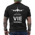 Vie 空港 ウィーン オーストリア 飛行機 滑走路に着陸 メンズTシャツ バックプリント