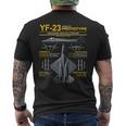 Yf-23 ステルス戦闘機 ミリタリー ジェット仕様 インフォグラフィック イエロー メンズTシャツ バックプリント