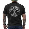 Yggdrasil Tree Of Life バイキング ノルウェー風 ルーン風 ホワイトシンボル メンズTシャツ バックプリント