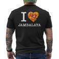 “I Love Jambalaya” のジャンバラヤ好き向けデザイン メンズTシャツ バックプリント