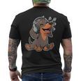 かわいいダックスフント音楽愛好家ヘッドフォン メンズTシャツ バックプリント