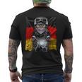 ぶち猫 ねこ バイク ドイツ メンズTシャツ バックプリント