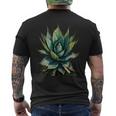 アガベ植物コレクターアガベメキシカン民俗画 メンズTシャツ バックプリント