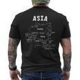 アジア、名前、国境の白い手描きの地図 メンズTシャツ バックプリント