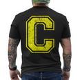 アルファベット C 大文字 イニシャル クラシック 学校 カレッジ メンズTシャツ バックプリント
