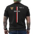 インドネシア国旗、インドネシアのシルエットマップ、国章 長袖tシャツ メンズTシャツ バックプリント