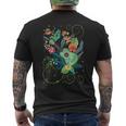 ウクレレミュージックフラワーズハワイ メンズTシャツ バックプリント