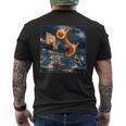 エビダンキングオンシャークファニーフィッシングミーム メンズTシャツ バックプリント