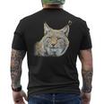 オオヤマネコのデザインオオヤマネコの野良猫ギフト メンズTシャツ バックプリント