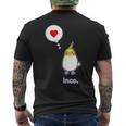 オカメインコ さん『ハート』フキダシ 鳥【どうぶつフレンズ】動物 イラスト メンズTシャツ バックプリント