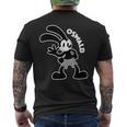 オズワルドウサギの手を振るウサギ メンズTシャツ バックプリント
