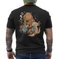 カピバラ×ウーパールーパー ラーメン&タピオカ かわいい メンズTシャツ バックプリント