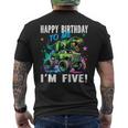 キッズ ハッピーモンスタートラックがテーマの5歳の誕生日 5歳 男の子 5歳 メンズTシャツ バックプリント