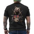 クマの演奏 ドラム リアル メンズTシャツ バックプリント