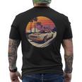 クラシック マッスルカー レトロ ビンテージ スタイル ビーチ サンセット メンズTシャツ バックプリント