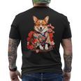 コーギー 着物 サムライ 伝統 日本アニメ アート 忍者 メンズTシャツ バックプリント