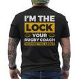 コーチがラグビーについて警告したロックはアイム・ザ・ロック メンズTシャツ バックプリント