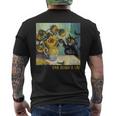 ゴッホ ひまわりの黒猫 絵画アート メンズTシャツ バックプリント
