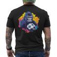 ゴリラ サッカーボール 鮮やかな色 メンズTシャツ バックプリント