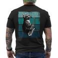 サックスを奏でる猫 ヴィンテージ 猫 ジャズ サックス 音楽 サックス メンズTシャツ バックプリント
