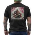 サムライ アフロ アフリカ 瞑想 桜の下 メンズTシャツ バックプリント