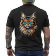 サングラスをかけたメインクーン猫 かわいいメインクーン猫 メンズTシャツ バックプリント