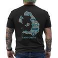 サントリーニ島 ギリシャ 地図 ギリシャ柄 旅行 休暇 メンズTシャツ バックプリント