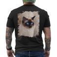 シャムの子猫の頭の顔 メンズTシャツ バックプリント