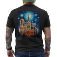 シュールレアリスム 星月夜 ノートルダム大聖堂 メンズTシャツ バックプリント