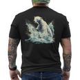 シロクマ 海洋哺乳類 アートワーク 海洋 シロクマモチーフ メンズTシャツ バックプリント