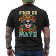 シンコ デ マヨ スケルトン ラ カトリーナ カラベラ フローラル メキシカン 長袖tシャツ メンズTシャツ バックプリント