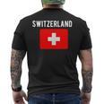 スイス国旗 スイス国地図フラッグ メンズTシャツ バックプリント