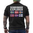 スカンジナビア エクスプローラー フラグ スウェーデン ノルウェー アイスランド メンズTシャツ バックプリント