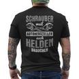 スクリュードライバー Weil 自動車メーカー ヘルデンニードル メカニック メンズTシャツ バックプリント