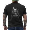 スケルトンロックオンムーン不気味なハロウィンロックバンド 怖い 長袖tシャツ メンズTシャツ バックプリント