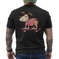 スケートボード犬 – 楽しい漫画のペット メンズTシャツ バックプリント