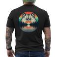 チンチラ ペルシャ猫 夕日 レトロスタイル ヴィンテージ 80年代 70年代 メンズTシャツ バックプリント