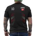 デンマーク サッカーファンジャージー デンマーク国旗 フットボール愛好家 メンズTシャツ バックプリント