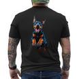 ドーベルマン 犬好きのジャンピングデザイン かわいい 面白い ドーベルマン メンズTシャツ バックプリント